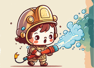 Firefighter, fire, notruf, held, 112, feuerwehrfrau, feuer und flamme, helm, retter, sos, notruf, fire, unfall, ersthelfer, erste hilfe, kinder, kinderbuch, kinderzeichnung, kinder, illustration, 
