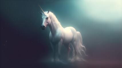 Fototapeta na wymiar White unicorn, 4k wallpaper, beautiful and majestic