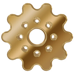 3D Gold Rendering Cogwheel.