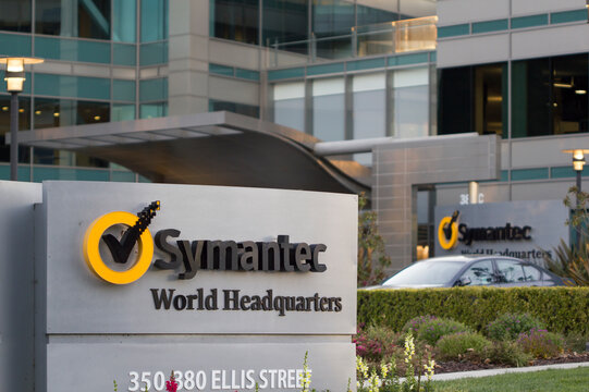 Mountain View, CA, USA - Feb 25, 2020: Symantec World Headquarters in Mountain View, California.
