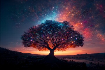 Naklejka na ściany i meble The Tree of Life: An Eternal Symbol generated by artificial intelligence 