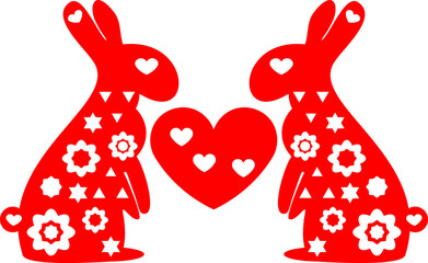 rabbits and heart: Happy Valentine's day or Happy in love any day 