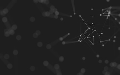 Fototapeta premium Abstract background. Molecules technology with polygonal shapes, connecting dots and lines. Connection structure. Big data visualization.