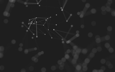 Abstract background. Molecules technology with polygonal shapes, connecting dots and lines. Connection structure. Big data visualization.