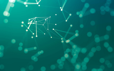 Obraz premium Abstract background. Molecules technology with polygonal shapes, connecting dots and lines. Connection structure. Big data visualization.