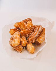 Fried churros with sugar typical of Spain