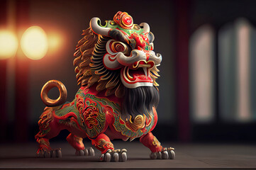 Fototapeta na wymiar Lion Dance, Chinese New Year illustration
