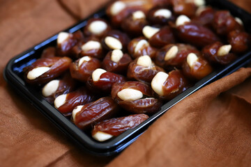 Dates with nuts inside. Oriental sweets.