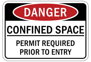 Confined space sign and labels permit required prior to entry