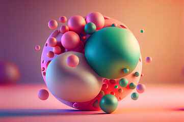3d illustration of squeezed spheres.