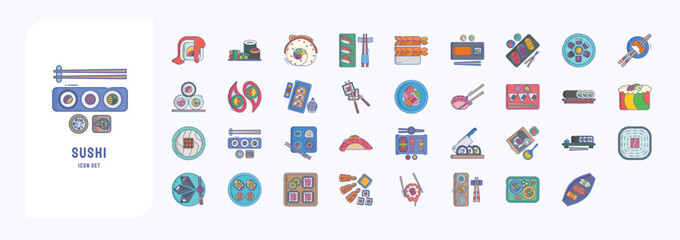 Sushi vector illustration, Japanese food Included the icons as sashimi, maki, sushi roll icon set © Icongeek26