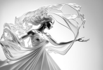 stylized creative bride in wedding dress. sketch art for artist creativity and inspiration. generative AI