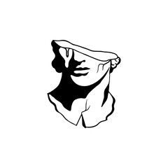 vector illustration of greek statue in half