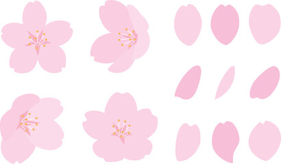 桜と花びらのイラスト © あるぱかこ