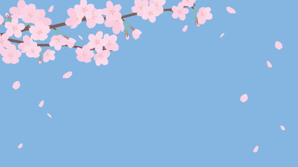 桜と花吹雪のフレームイラスト