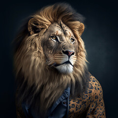 a asiatic lion is not a fashion accessory, asiatic lion portrait, generative ai