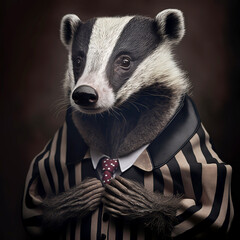 a badger is not a fashion accessory, badger portrait, generative ai - obrazy, fototapety, plakaty