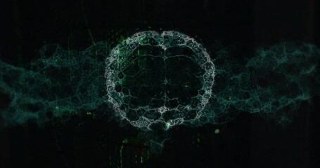 Animation of dna strand and digital brain over server room - Powered by Adobe