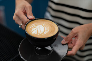 hot latte art coffee, relax time, morning