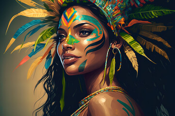 Portrait of a beautiful woman dressed for carnival