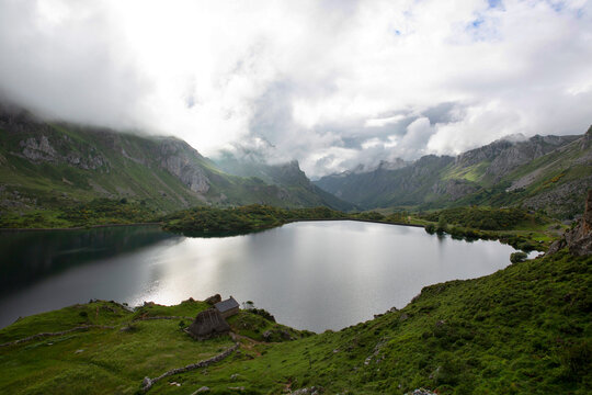 Lake inÂ SomiedoÂ National Park, Asturias, SpainÂ 