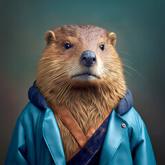 a beaver is not a fashion accessory, beaver portrait, generative ai