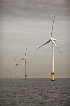 Wind turbines at the offshore windpark at Egmond aan Zee in the Netherlands.