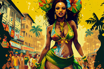 Obraz na płótnie Canvas Portrait of girl in Brazilian annual carnival festival