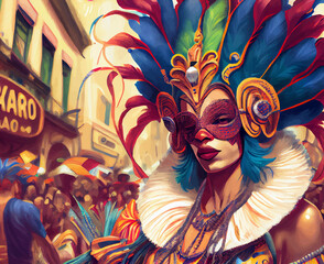 Fototapeta na wymiar illustration of a Brazilian annual carnival festival