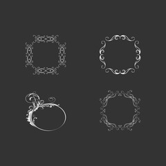 set of white frames with a vector template on dark gray background