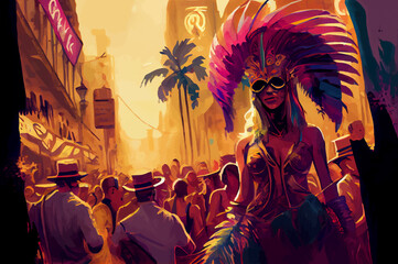 Fototapeta na wymiar carnival in the city illustration
