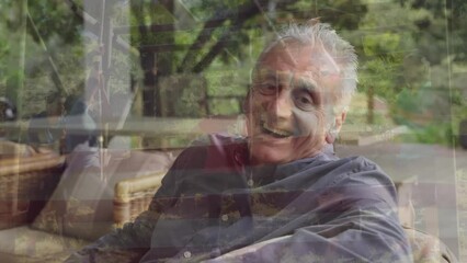 Animation of flag of usa over senior caucasian man - Powered by Adobe