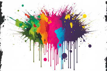 stains with a watercolor look. Splatter of grunge. splash of grunge in rainbow hues. eruption of color. Paint smudges. Ink smears. vibrant splatter. Drops of watercolour. layer of multicolored