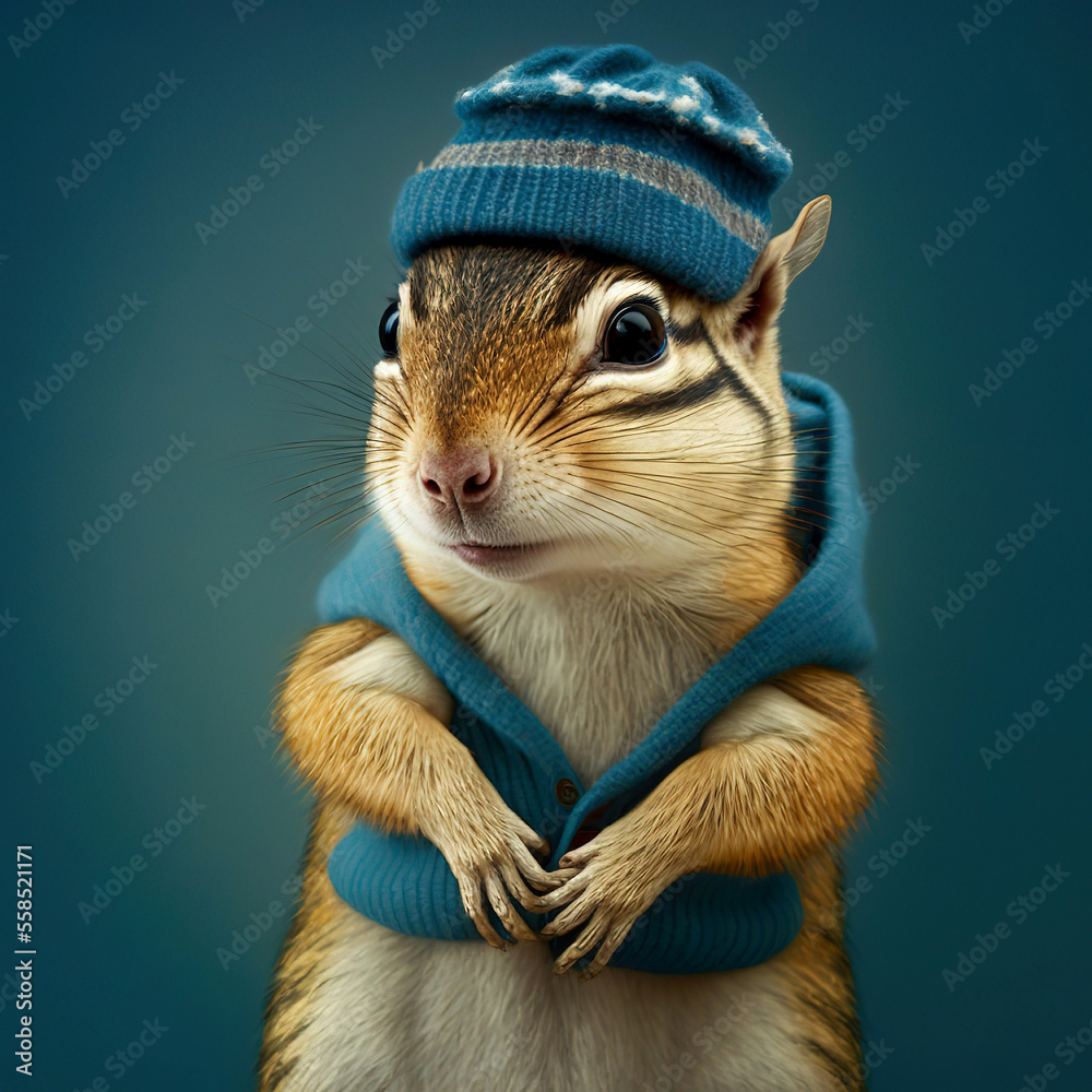 Wall mural A chipmunk is not a fashion accessory , chipmunk portrait, generative ai