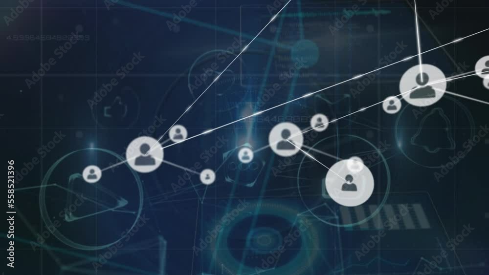 Poster animation of network of connections over data processing
