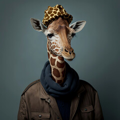 A giraffe is not a fashion accessory , giraffe portrait, generative ai