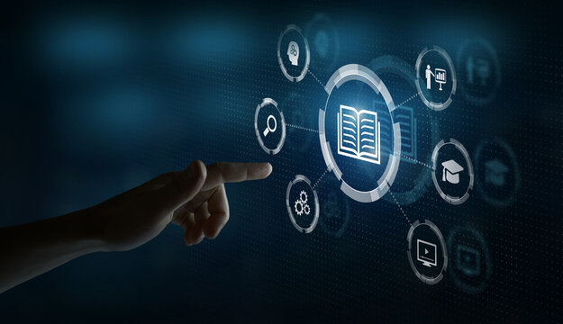 e-learning concept, online education button