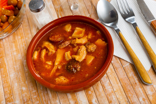 Traditional Spanish beef tripe stew Callos a la Madrilena
