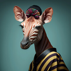A okapi is not a fashion accessory , okapi portrait, generative ai - obrazy, fototapety, plakaty