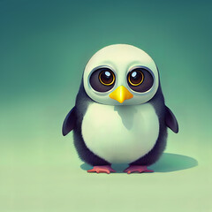 cute penguin in flat background illustration.