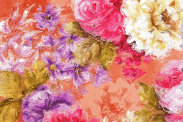 Beautiful abstract peony rose floral illustration - 558522172