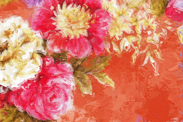 Beautiful abstract peony rose floral illustration - 558522186