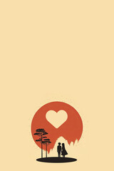 A minimalist illustration for Saint Valentine's day, Love design, Couple in love, Generative AI