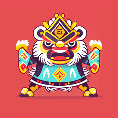 Chinese New Year Lion Dance Illustration
