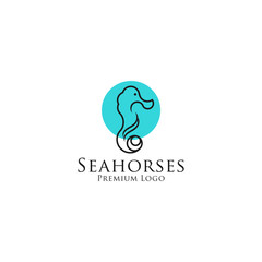 
Seahorse line art simple and unique logo design