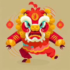 Chinese new year 2023, spring festival, lion folklore dance culture