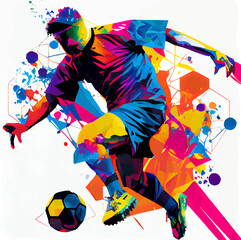 Fototapeta na wymiar Soccer player colorful abstract illustration