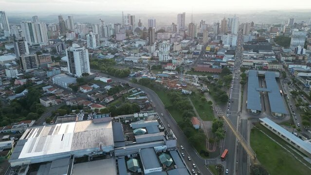 Aerial view of Ponta Grossa city center in southern Brazil