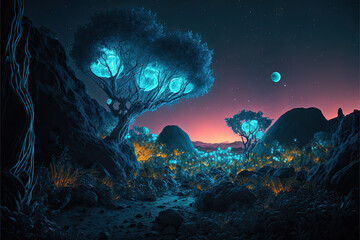 Obraz na płótnie Canvas illustration of a alien forest.