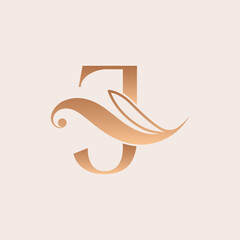 natural massage beauty logo template letter J